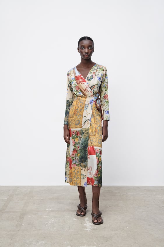 Zara + Patchwork Wrap Dress